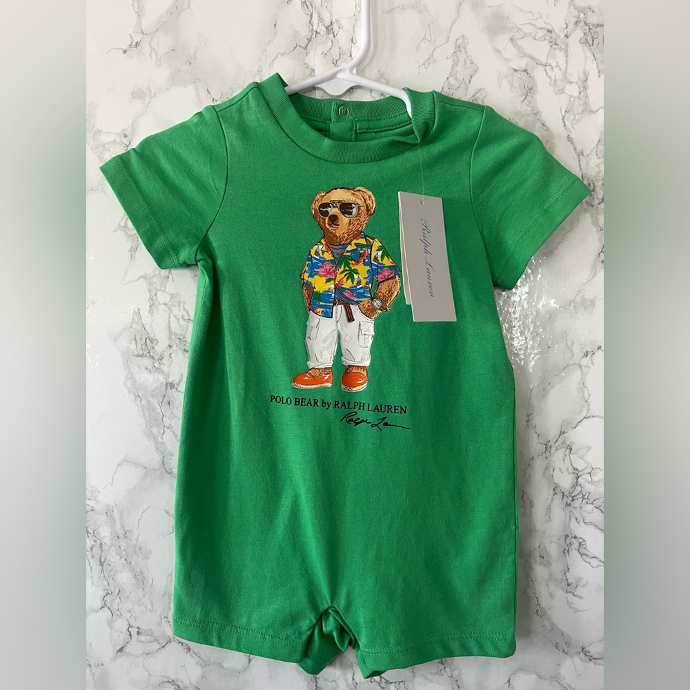 Baby boy ralph Lauren Green Polo Bear Baby Outfit